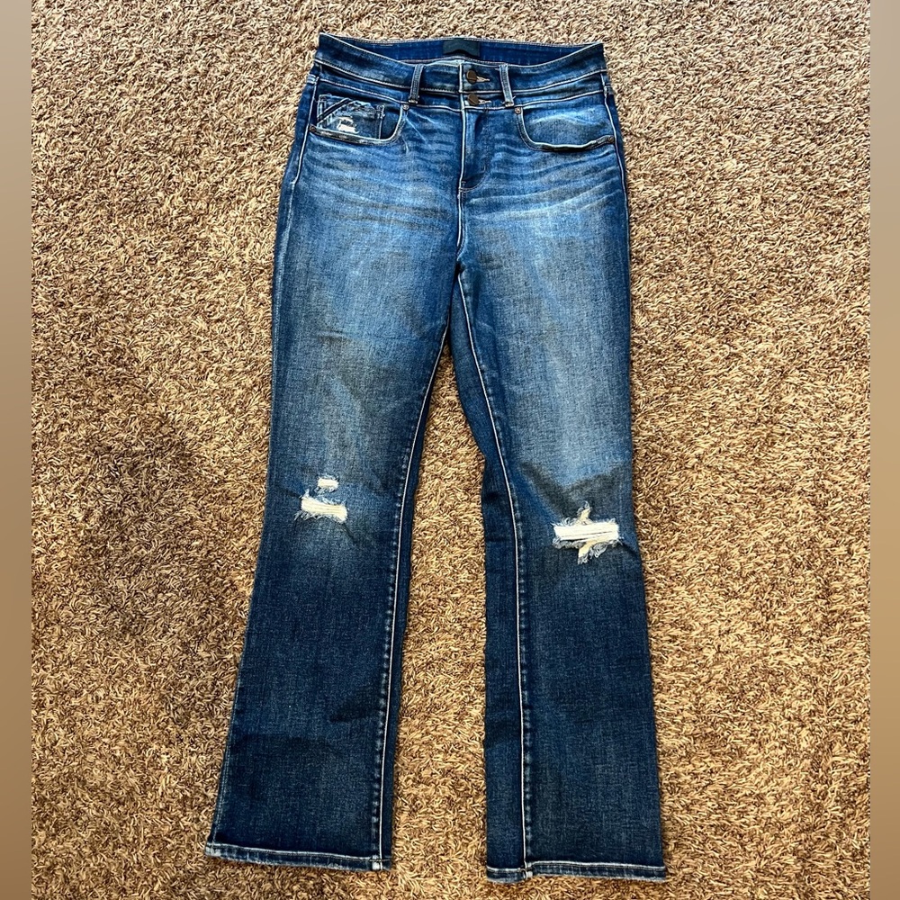 Buckle Black Women's Distressed Blue Boot Cut Jeans